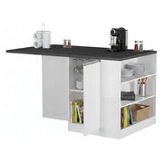 Isola da cucina Abern, Tavolo ausiliario portaoggetti, 100% Made in Italy, 160x90h90 cm, Bianco lucido e Ardesia