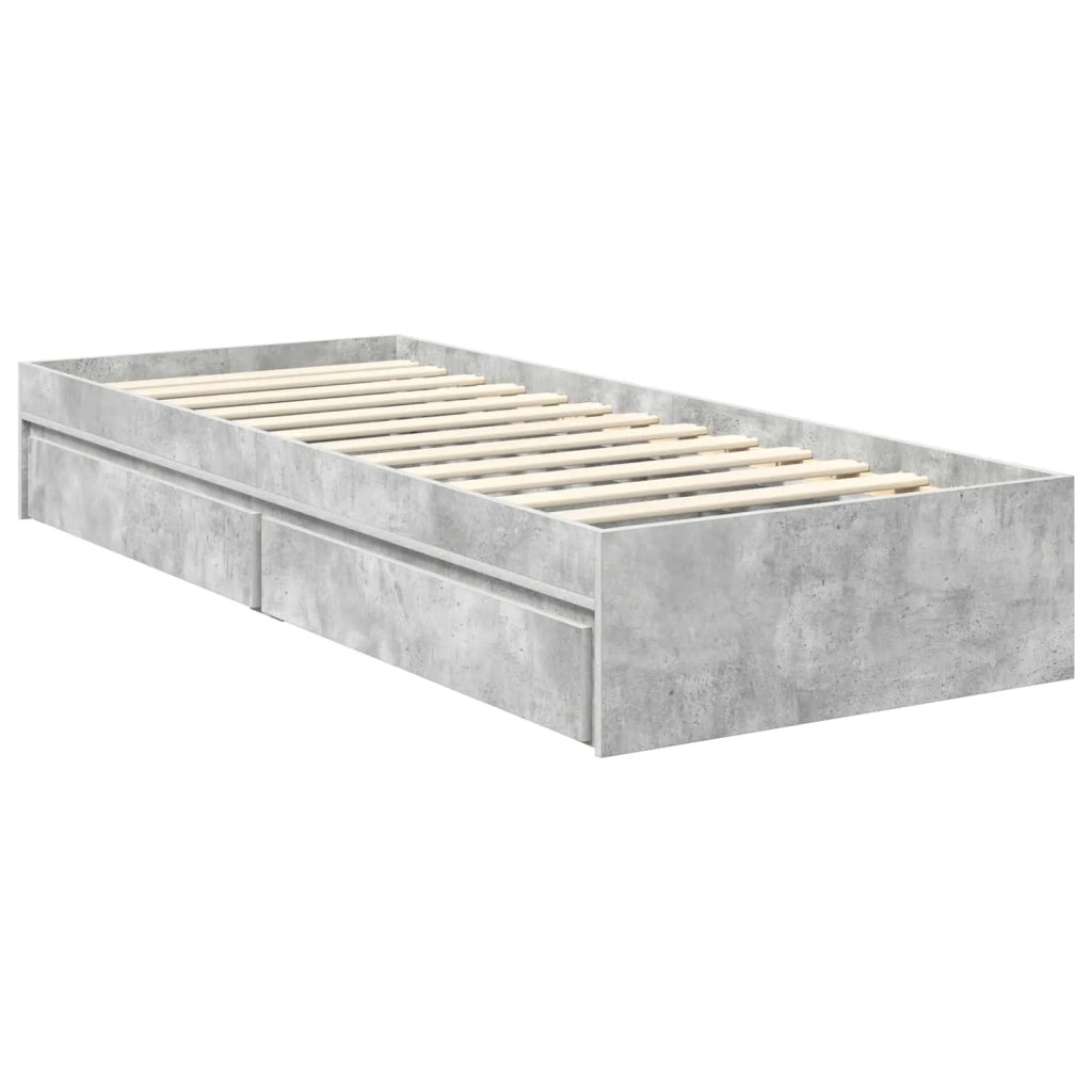 Letto con Contenitore con testiera Grigio cemento 75 x 190 cm