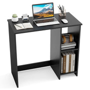 Scrivania salvaspazio da casa e ufficio 80x40x74cm per ambienti piccoli, Scrivania per computer con 2 ripiani Nero