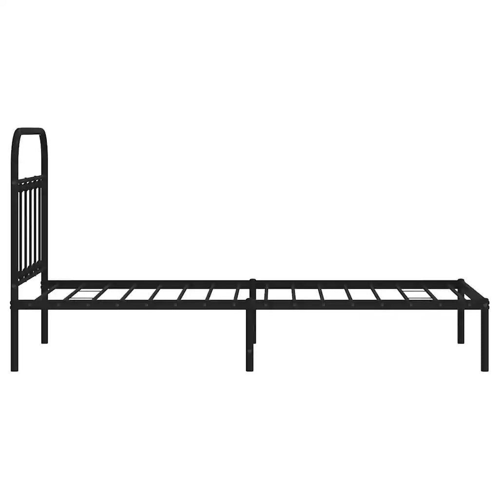 Giroletto con Testiera-Struttura Letto con testiera in Metallo Nero 90x190 cm 667798