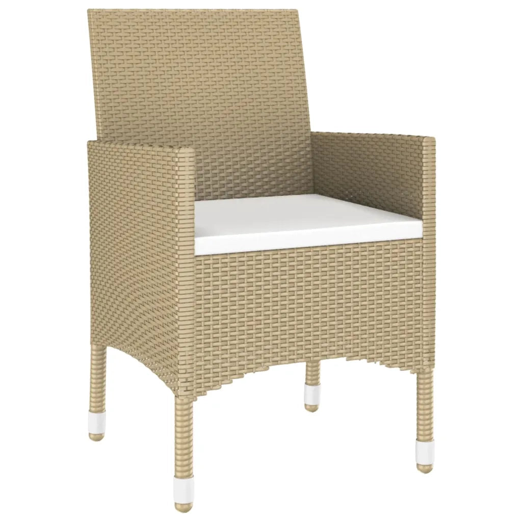 Set da Pranzo Giardino 7 pz Polyrattan e Vetro Temperato Beige cod mxl 41748