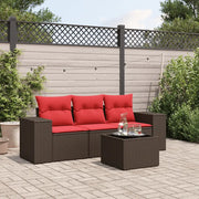 Salotto da Giardino-Set Divani da Giardino 4 pz con Cuscini Marrone in Polyrattan 103881