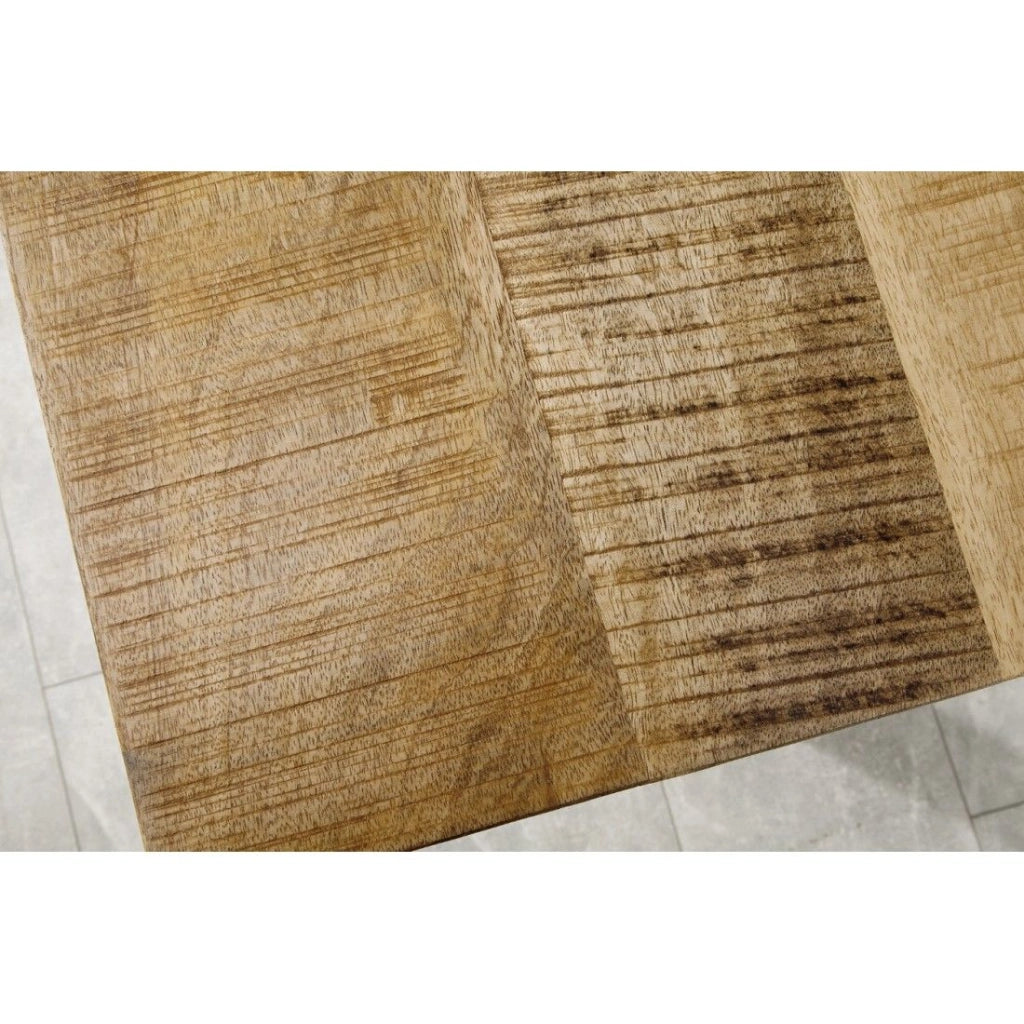 Table LODEN 180 cm – Piano in legno massiccio di mango e gambe in metallo nero