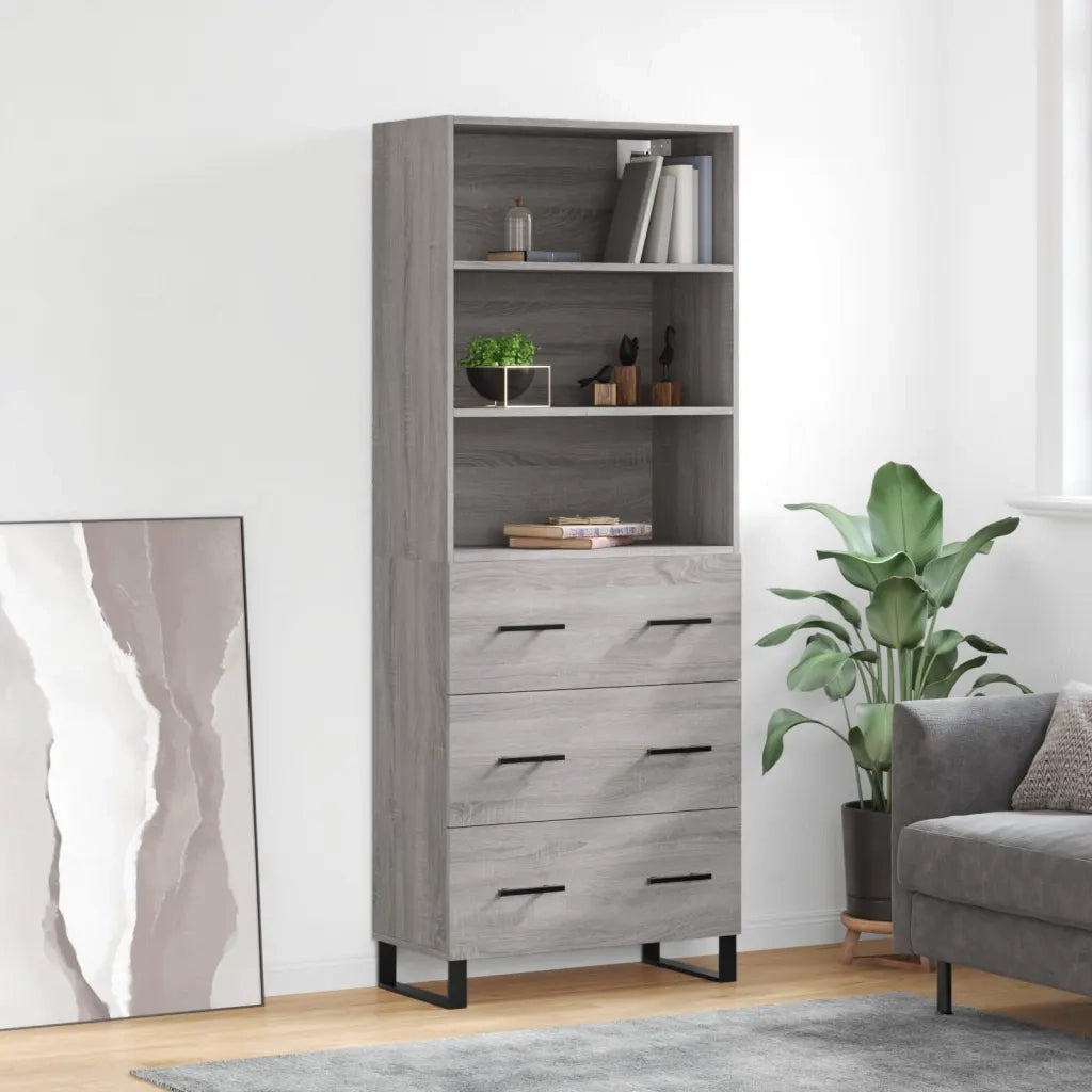 Credenza | Madia | Buffet da pranzo | Armadio da pranzo Grigio Sonoma 69,5x34x180 cm in Legno Multistrato