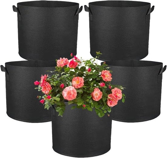 Piante in Sacchi di Velo 5 pezzi 11L con Maniglie - Sacchetto di Risorso per Pomodoro, Verdura, Fiore - Giardinaggio