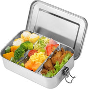 Lunchbox in acciaio inossidabile con 2 compartimenti, 1400ML lunchbox impermeabile con gomma adesiva, duraturo e ecologico BPA-free, lunchbox metallica per adulti e bambini