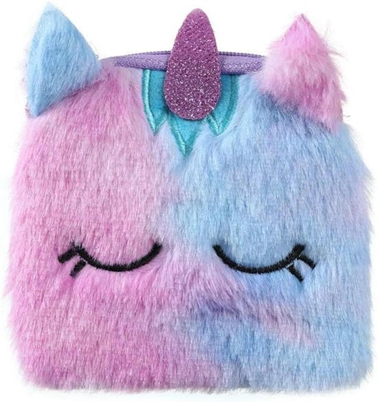 Borsa Portafoglio con Cerniera e Cinturino per Ragazze con Disegno Unicornio Etichetta con Cinturino per Ragazze Blu
