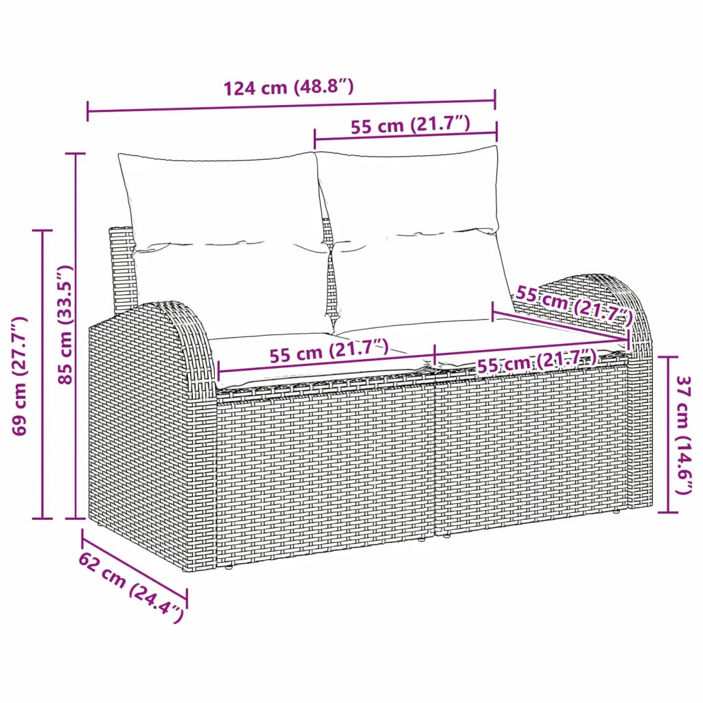 Divano da giardino Marrone 124 x 62 x 85cm polyrattan