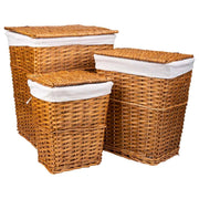 Set di 3 cesti portabiancheria in vimini marrone
