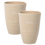 Set di 2 vasi tondi polvere di pietre per interno ed esterno beige sabbia soggiorno balcone giardino