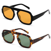 Occhiali da sole con protezione UV al 100% - Occhiali da sole vintage - Occhiali da sole retro - Leggeri - 2 pezzi - Struttura in PC di alta qualità