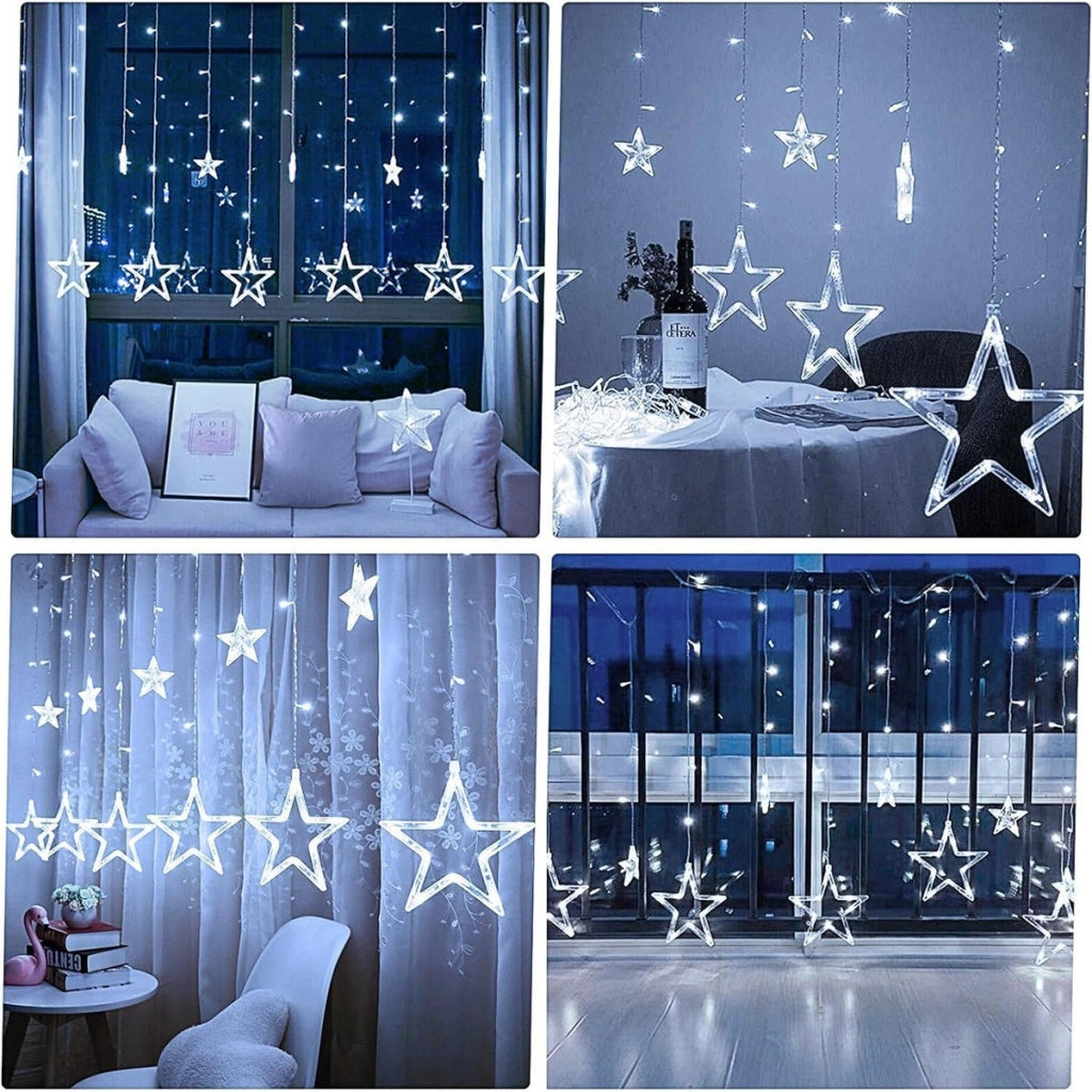 CATENA LUMINOSA STELLA LUCE BIANCO FREDDO STELLE LUCI LED NATALE FESTE ADDOBBI