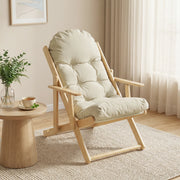 Poltrona Relax Pieghevole e Reclinabile in Legno con Cuscino ¨C zephmum ¨C Grigio