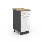 Mobiletto base per cucina Fame-Line Bianco lucido/Antracite 40 cm, PL Rovere Vicco