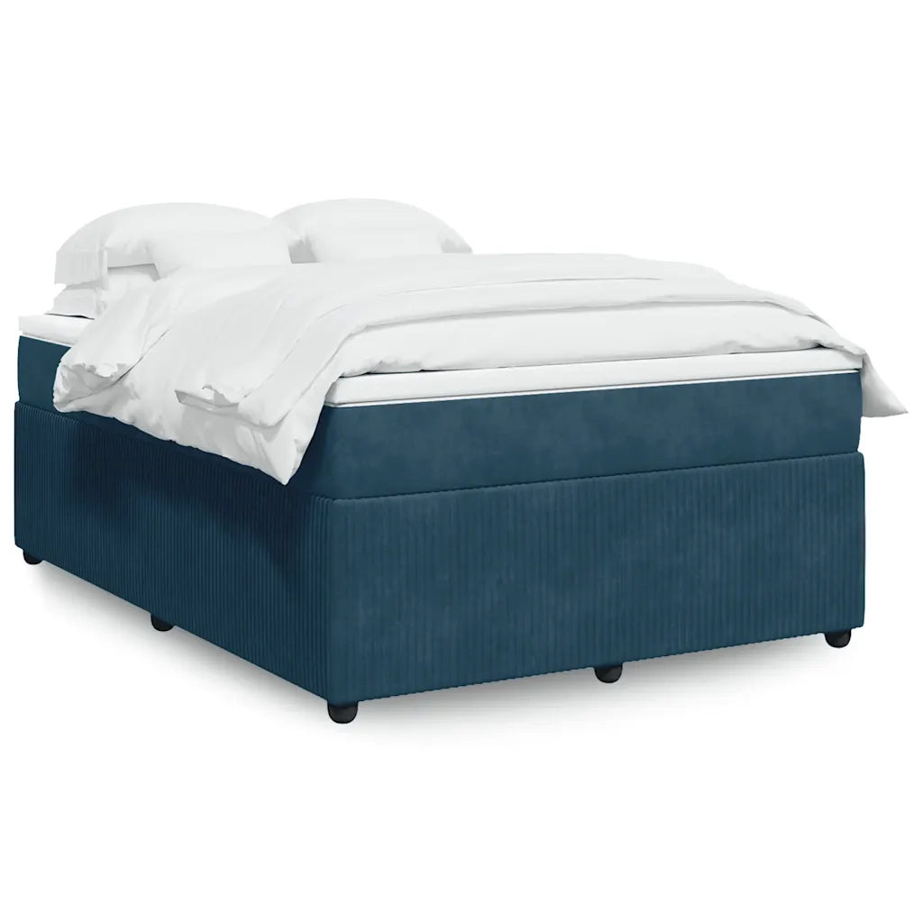 Giroletto a Molle con Materasso Blu Scuro 140x190 cm in Velluto