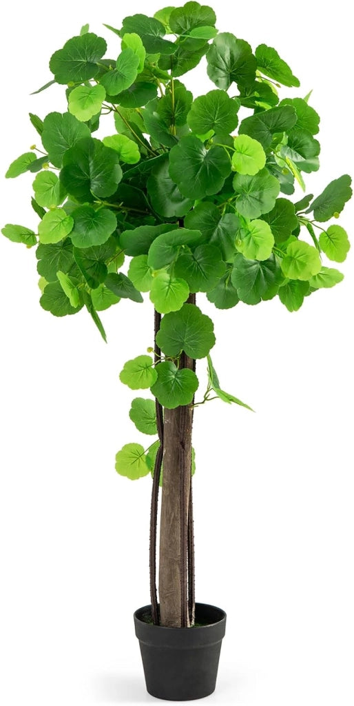 Albero Artificiale 110 cm in Vaso, Albero di Melo Selvatico Finto con Tronco in Legno, Rami in PE, Foglie di Ortensia, Muschio Lussureggiante, Albero di Ortensia per Decorazione Casa Ufficio