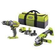 KIT PROMO TRAPANO 'R18PD3'/SMERIGLIATRICE 'R18AG' A BATTERIA RYOBI 18 V - RYOBI