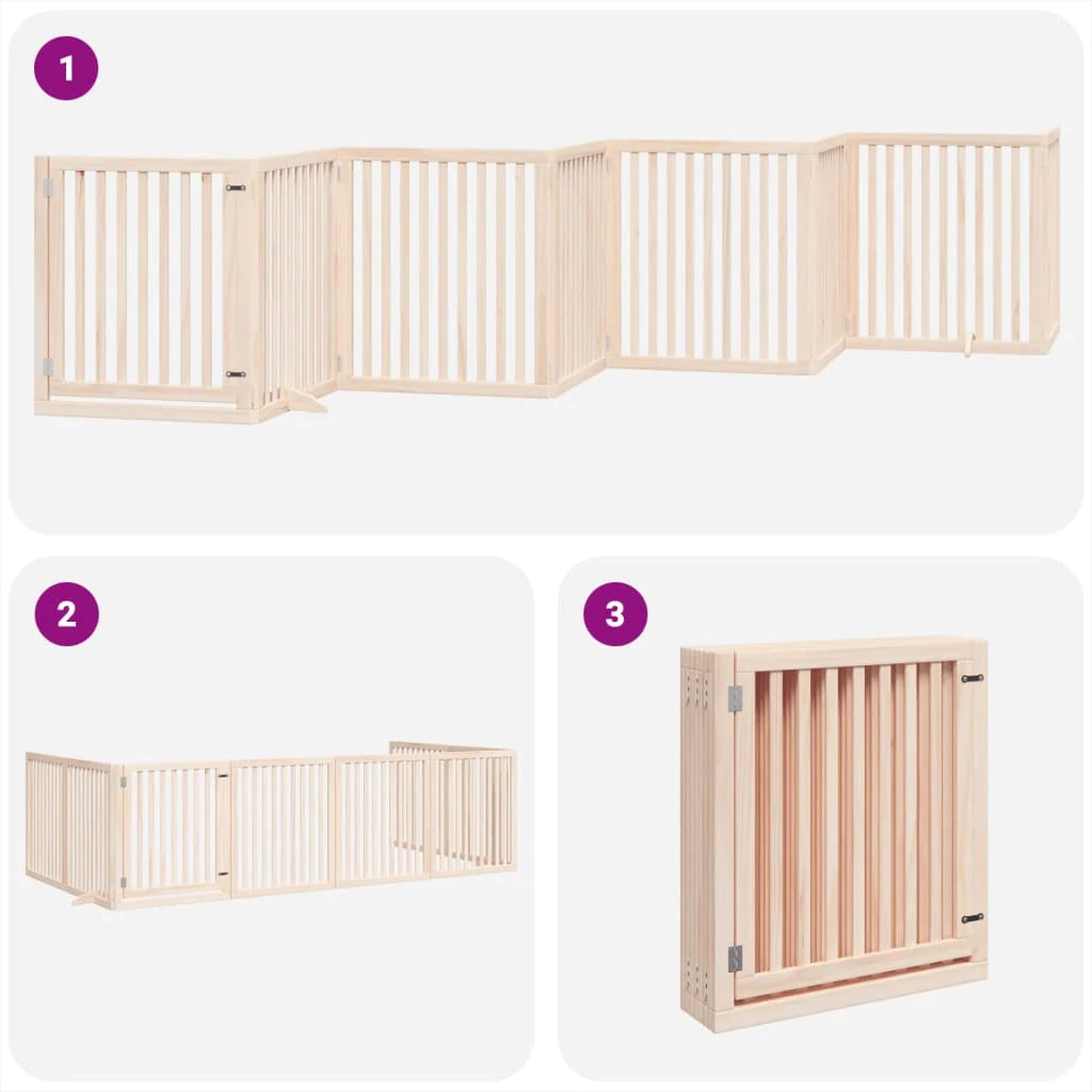 Cancelletto di sicurezza per animali domestici porta pieghevole 8 pannelli legno di pioppo marrone 02_0023253