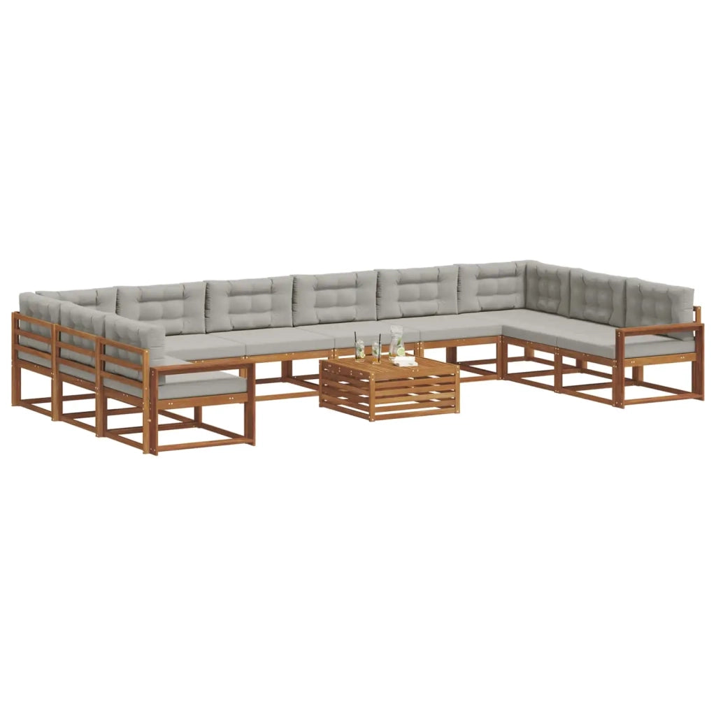 Set di divani da esterno 11 pcs Grigio Naturale e Chiaro 3368279