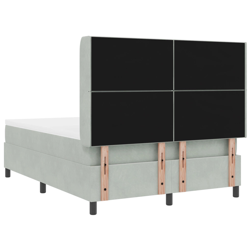 Letto a Castello con Materasso e Luce LED Grigio Chiaro 140x200 cm in Velluto