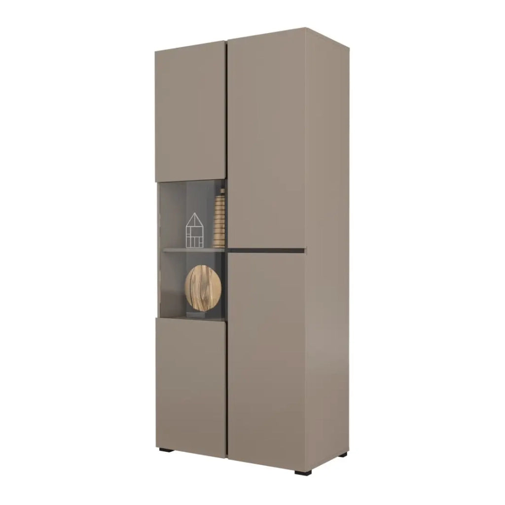 Set di 4 mobili collezione HAVANA color beige e nero. Mobile TV XL, vetrina, tavolino, scaffale