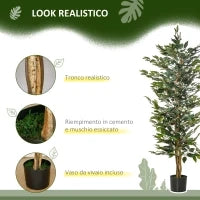 Pianta Finta di Ficus Alta 150cm, Decorazione per Interno ed Esterno con Vaso Incluso