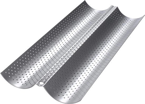 Accessori per forno, forma per panettone con superficie antiaderente per 2 panettoni, forma per panettone di alta qualità (38 x 16,2 x 2,4 cm) in argento