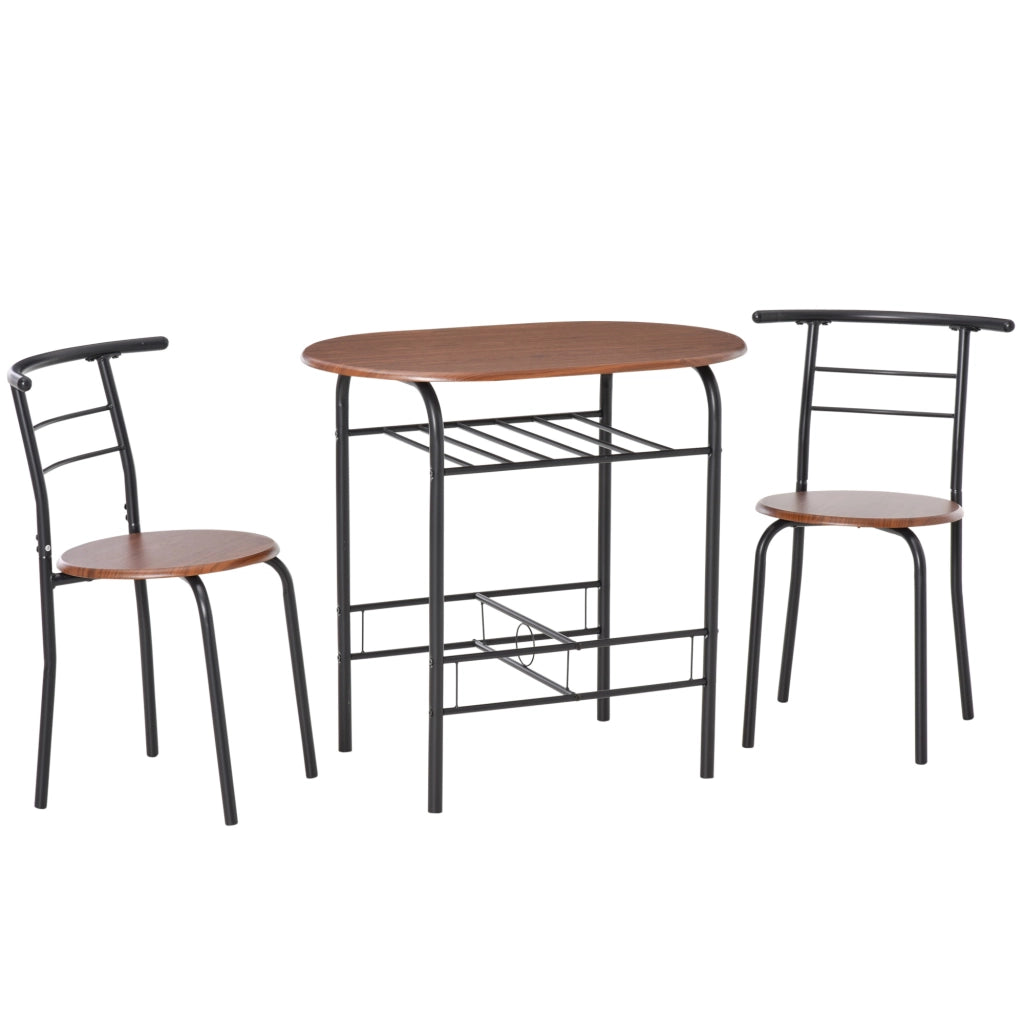 Set Tavolo da Pranzo con 2 Sedie ¨C zephmum ¨C Legno, Marrone e Nero