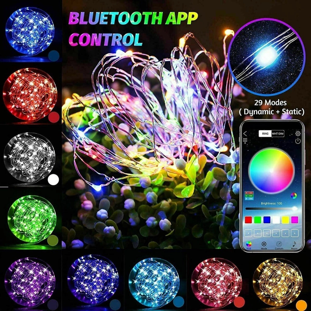 LUCI DI NATALE 100 LED 10MT DECORAZIONI NATALIZIE TELECOMANDO APP BLUETOOTH