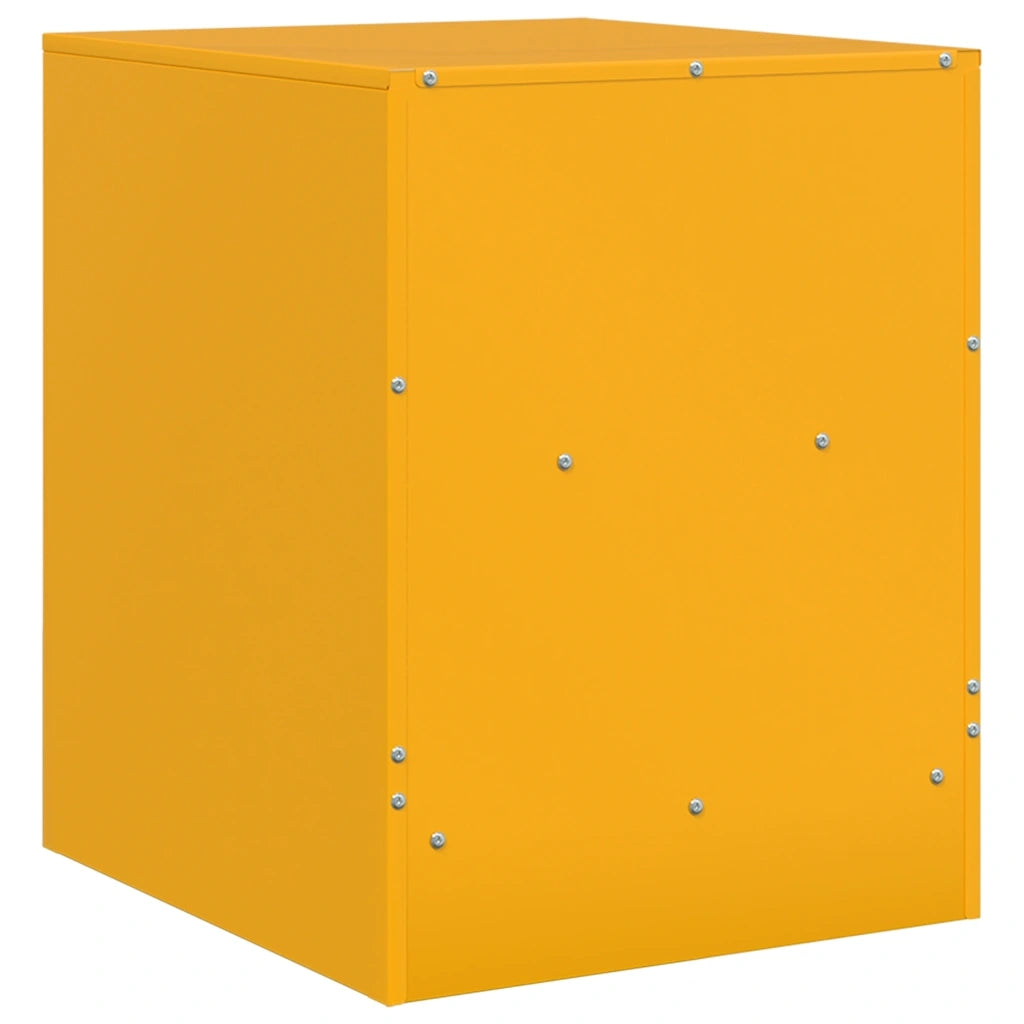 Set di 2 Comodini | Armadio da Notte | Mobiletto da notte Giallo Senape 34,5x39x44 cm in Acciaio