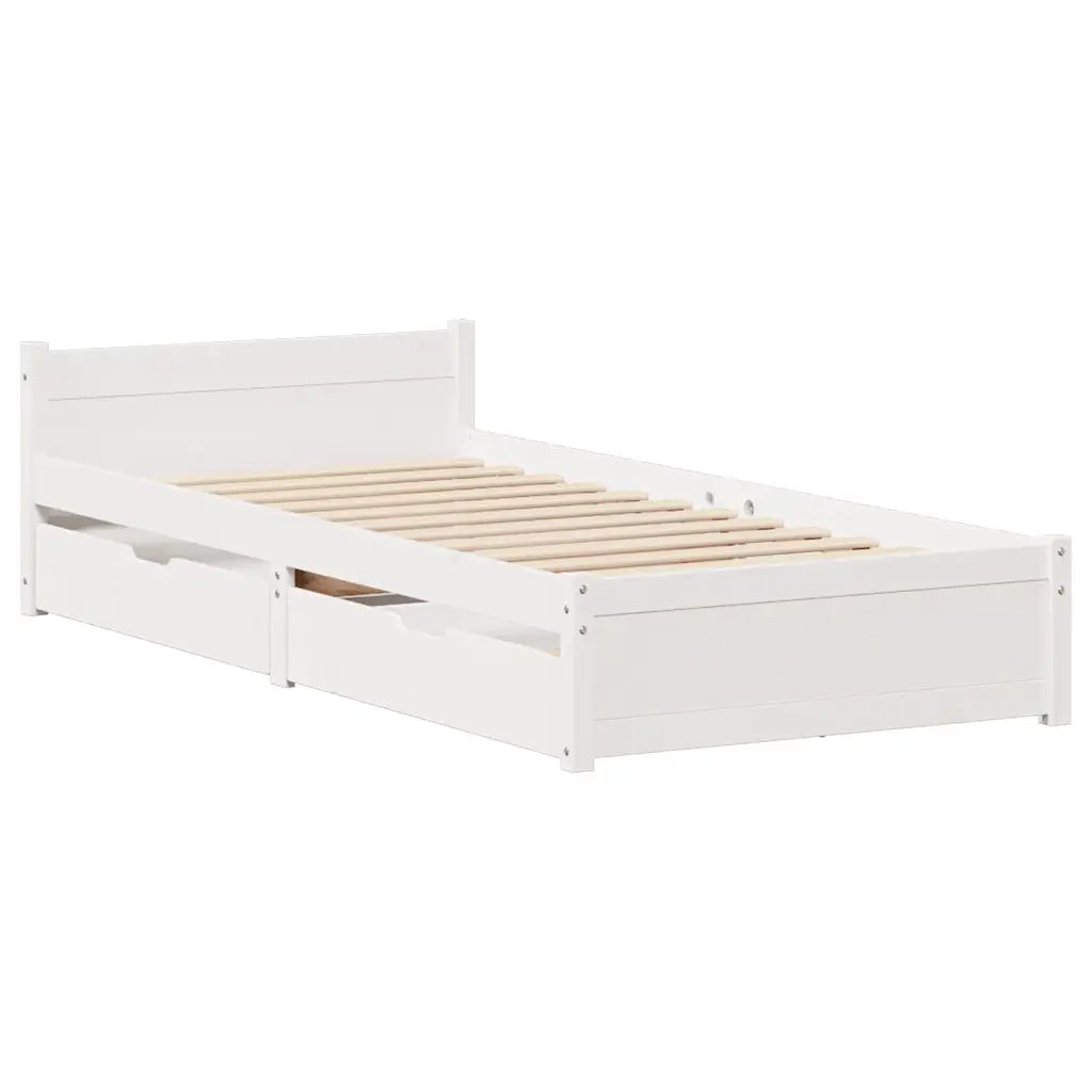 Letto senza Materasso Bianco 90x190 cm in Legno Massello Pino 3301675