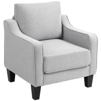 Poltrona Moderna in Tessuto con Imbottitura Spessa e Molle Insacchettate, 77x77x86 cm, Grigio