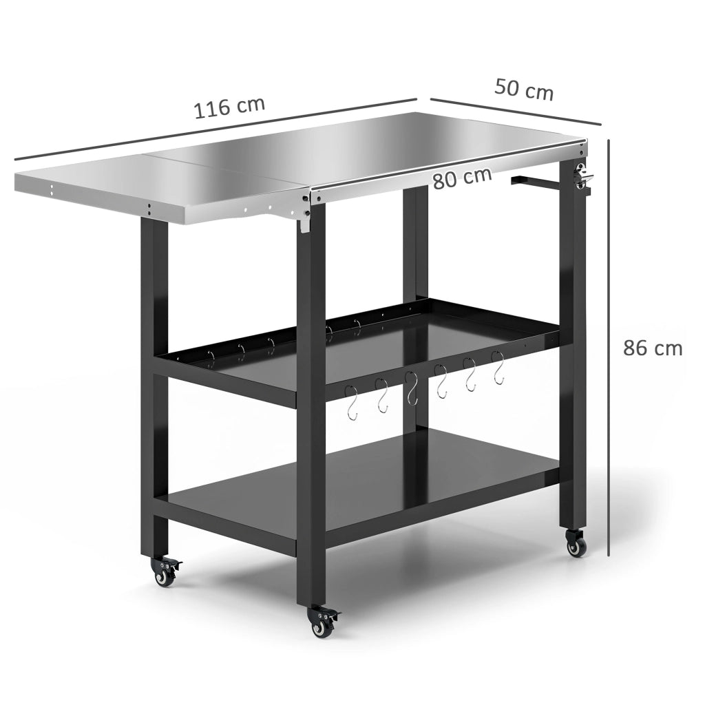 Carrello da Giardino con Piano e Ripiani ¨C zephmum ¨C 116x50x86 cm Nero