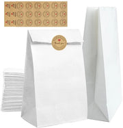 Borse di Carta 50 Unità - Borse di Carta Bianche con Fondino Rafforzato - Piccole Borse di Carta - Ideali per Matrimonio/Festa di Natale - Progettate per essere Leggere - Borse di Carta da Regalo