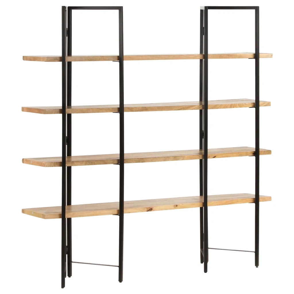 Libreria a 4 Livelli-Scaffale per Libri-Mobile di Stoccaggio 160x35x160 cm in Legno Massello di Mango