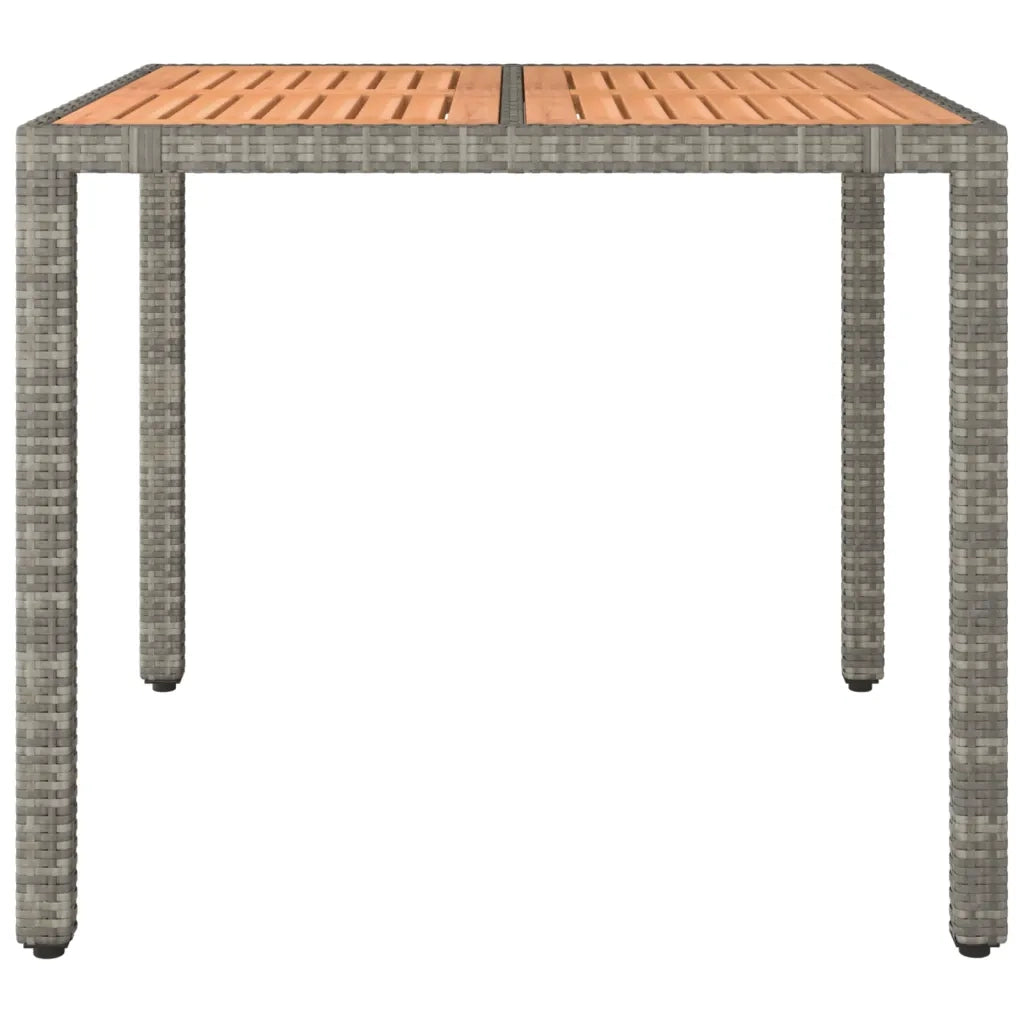 Tavolo Giardino Piano Legno Grigio Polyrattan e Massello Acacia 319549