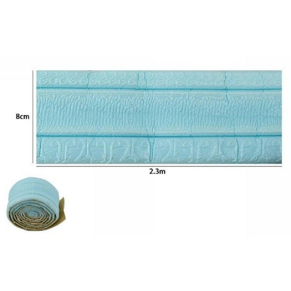 Trade Shop - Rotolo Carta Adesiva Per Parati Mobili Greca Stampa 3d Azzurra 8cm X 2.3mt 69218 -
