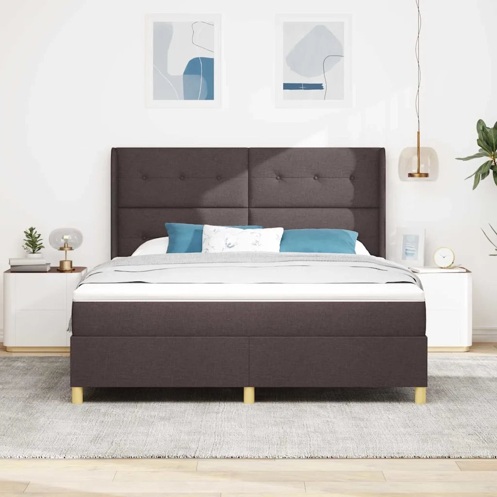 Letto a molle con strisce LED Marrone 180 x 200 cm Tessuto 3343710
