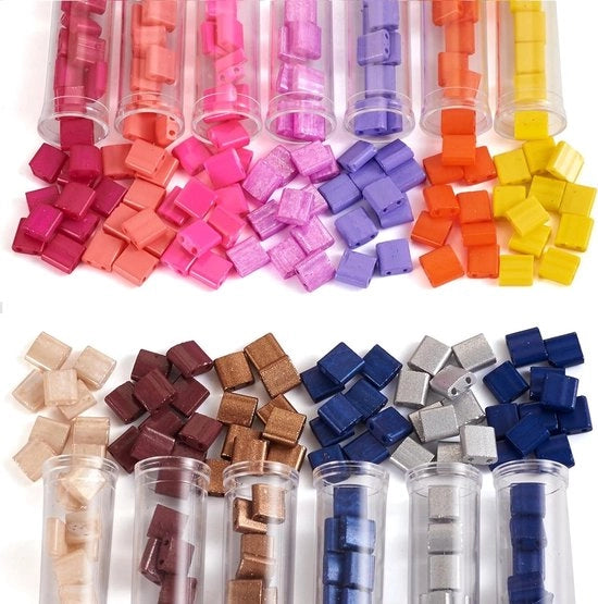 260 pezzi di rocailles in vetro quadrato, Tila-kralen, glas piatto, mini-ponykralen per creare collane, bracciali e accessori in più strati