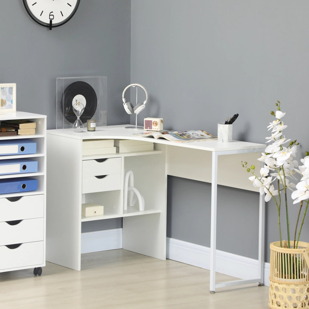 Scrivania Angolare ¨C Zephmum ¨C Bianco, Legno, 120x60x74