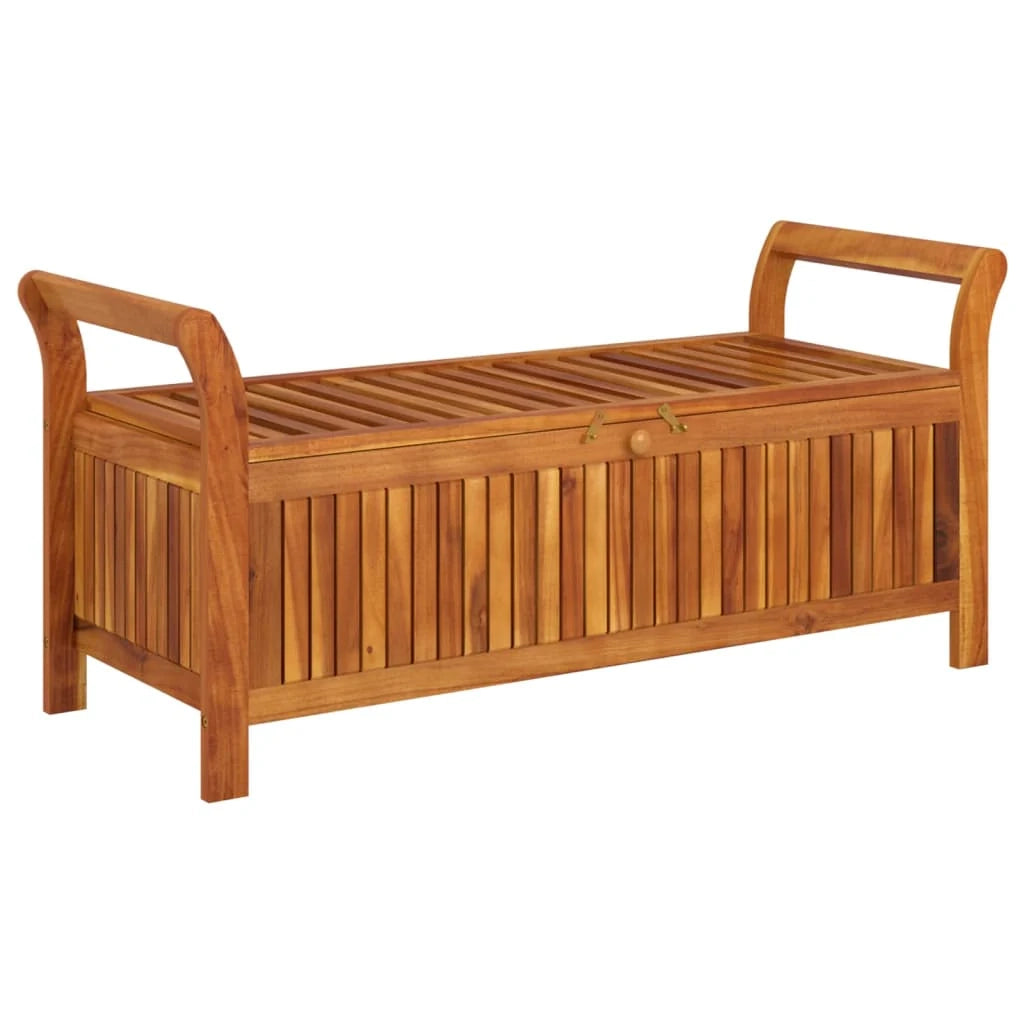 Panca da giardino mobili da esterno per patio contenitore da giardino per terrazza con cuscino 126 cm legno di acacia 02_0011808