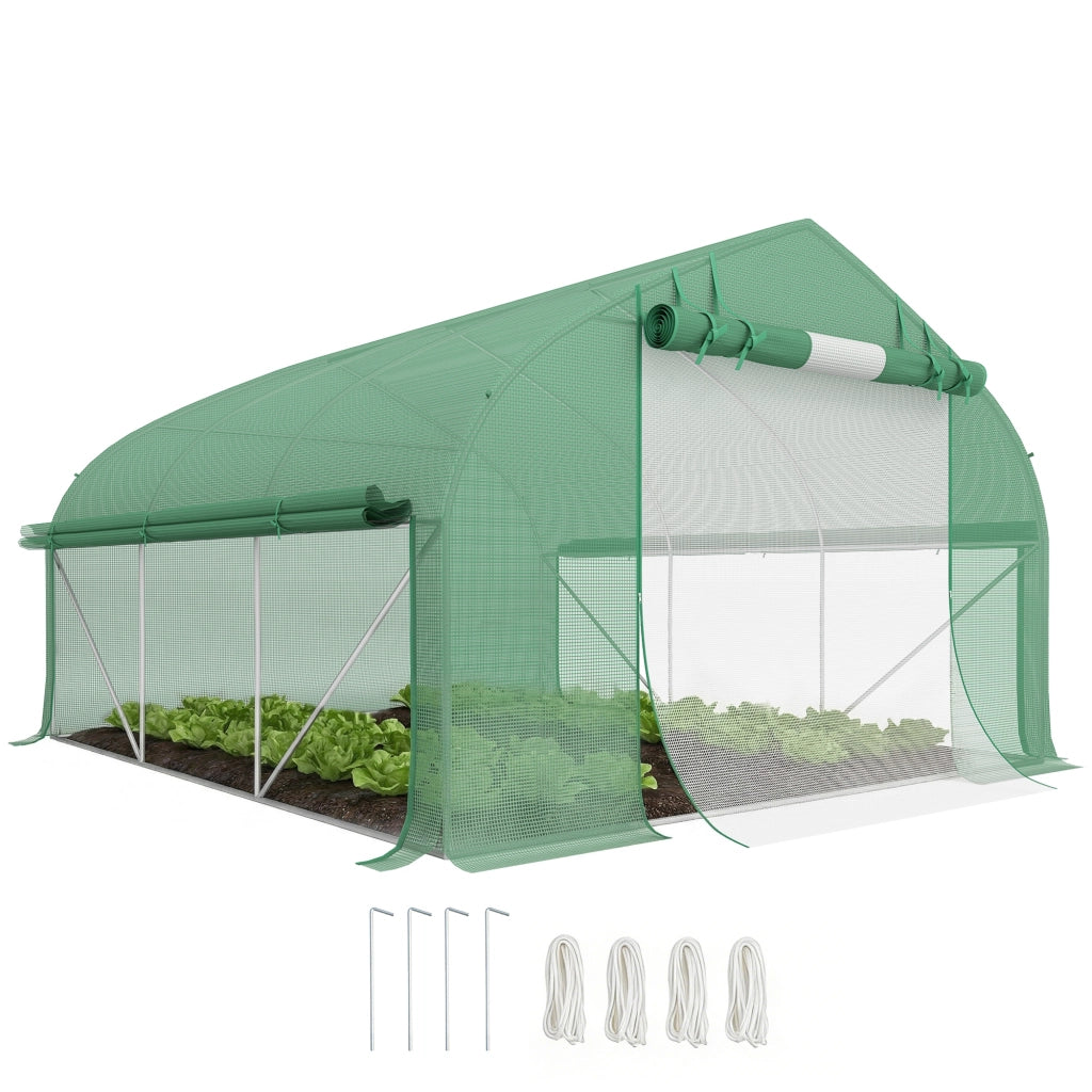 Tunnel Serra Giardino ¨C Zephmum ¨C Verde 347x300x200 cm con 6 Finestre e Porta
