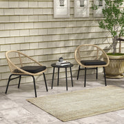 SET DA GIARDINO in rattan 3 pezzi con 2 sedie, tavolo Ø40 cm, giallo