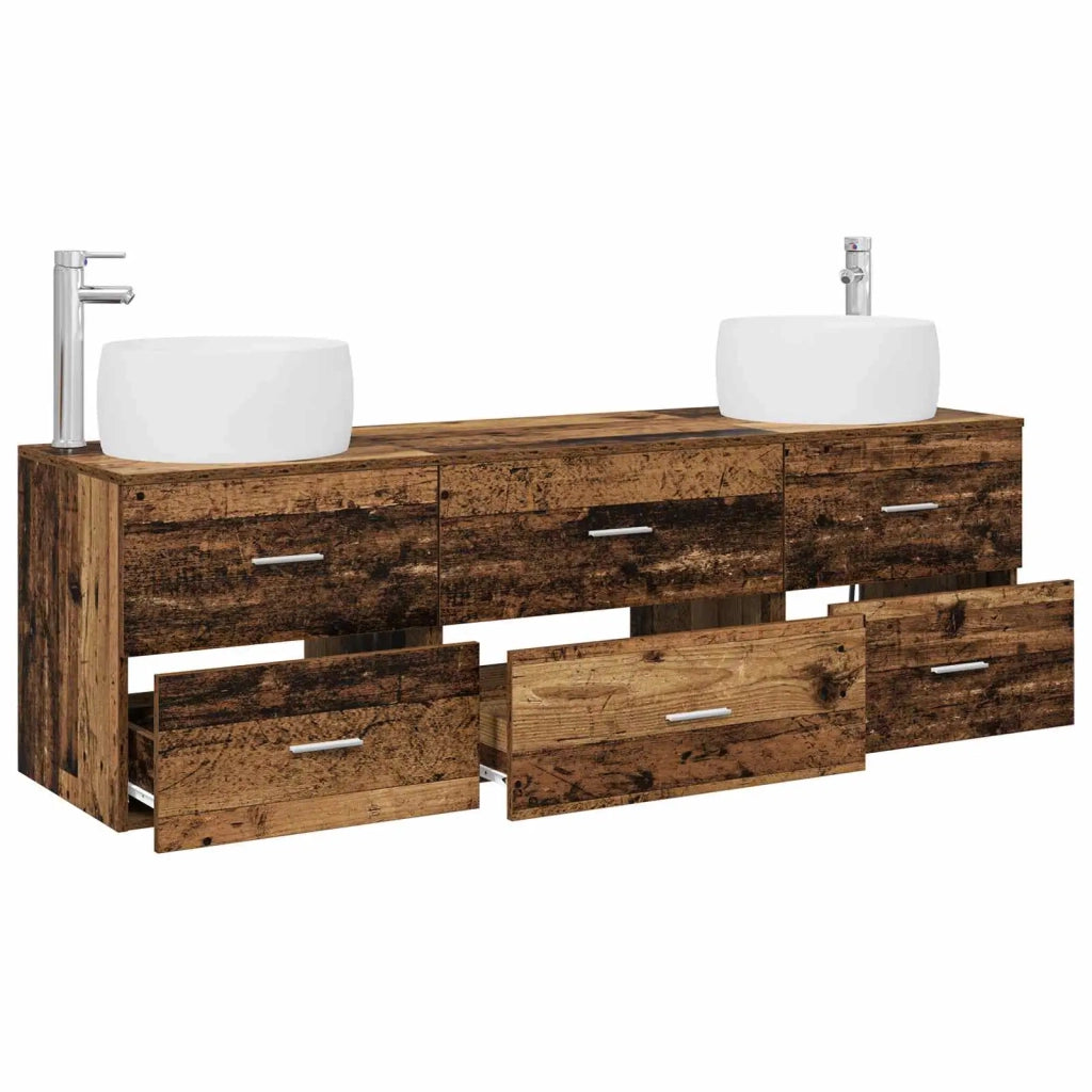Set di mobili per il bagno 3 pz Legno antico 3405921
