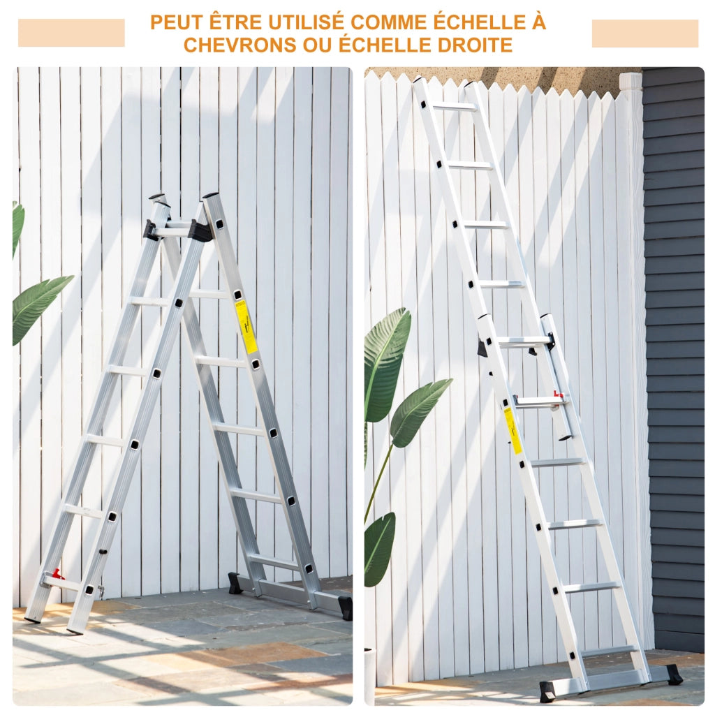Scala multifunzione in alluminio 2,5 m ¨C zephmum ¨C Argento 150 kg