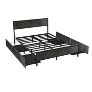 Hekla - Struttura letto matrimoniale in legno e metallo con 4 cassetti, 162x195 cm colore cemento