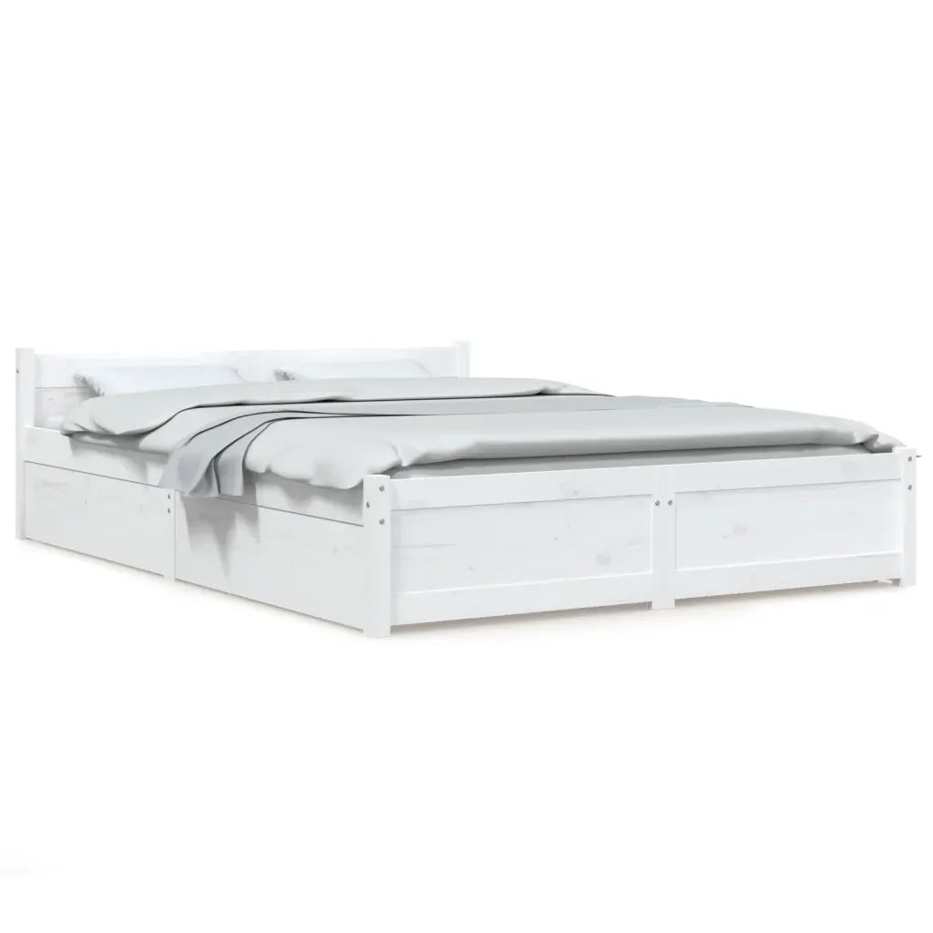 Letto matrimoniale | Letto per adulti | Giroletto con Cassetti Bianco 160x200 cm