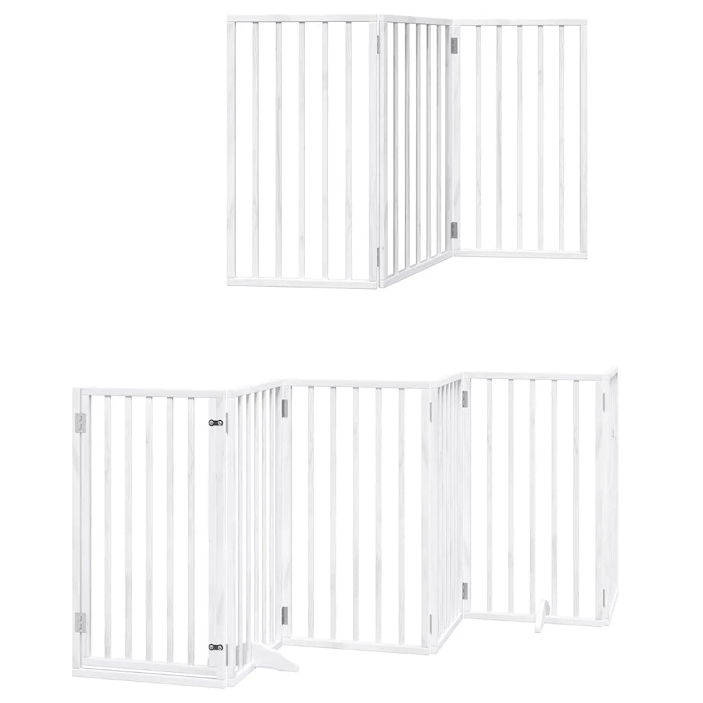 Cancello Cani Porta Pieghevole Bianco 12 Pannelli 600 cm Pioppo 3155539