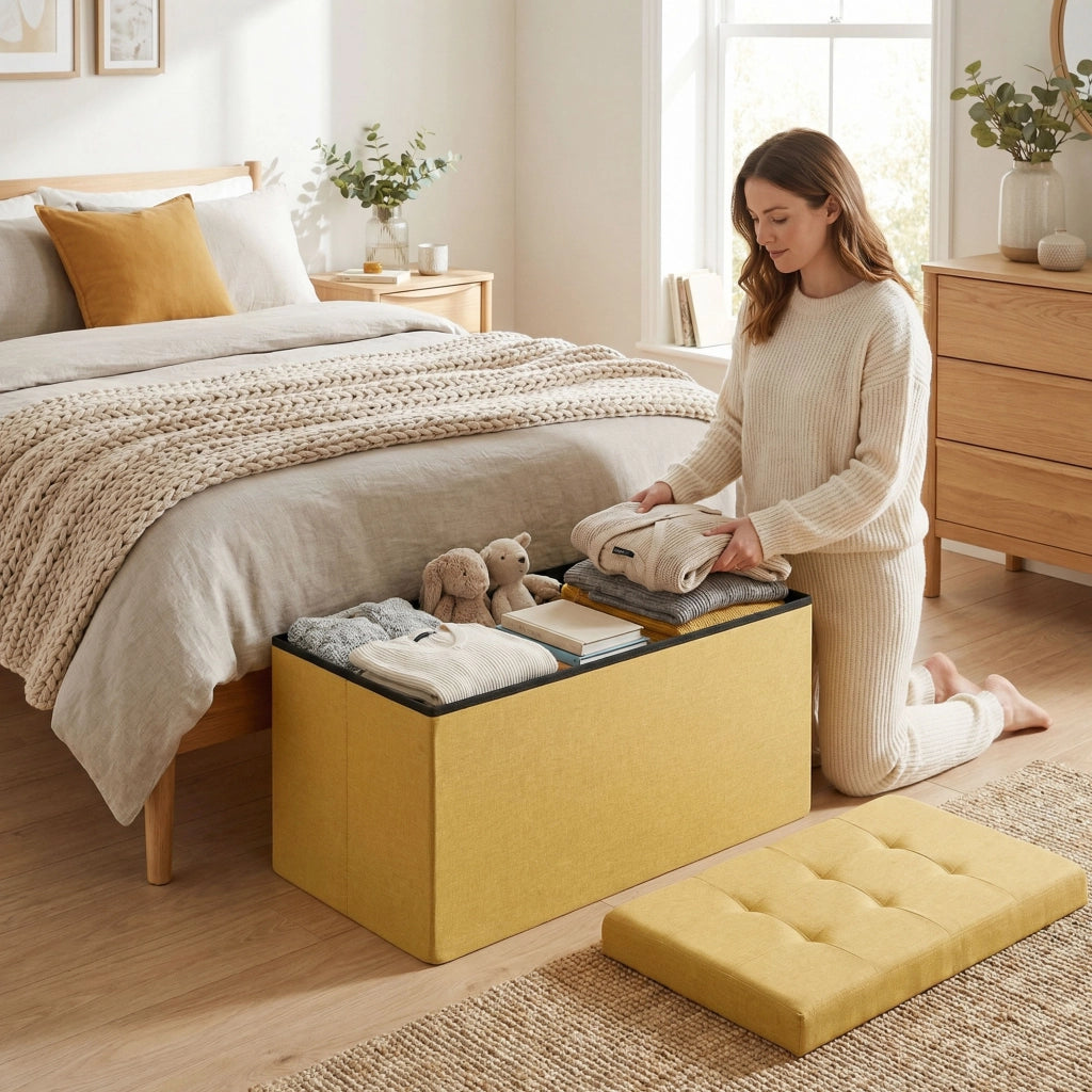 Poltrona Puff con Contenitore ¨C Zephmum ¨C Giallo 76x38x38 cm