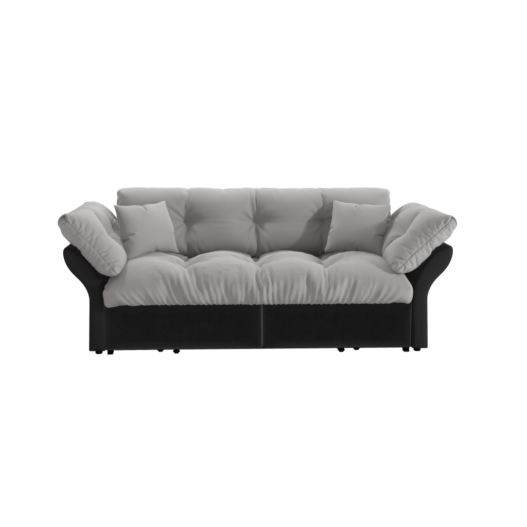 Divano letto 3 in 1 - con funzione chaise longue e 2 cuscini - in velluto - grigio chiaro